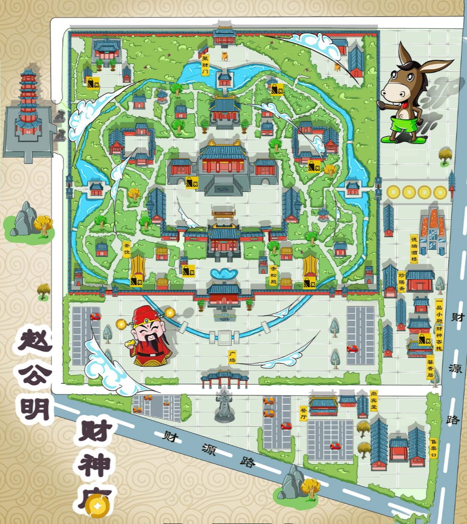 秀洲寺庙类手绘地图